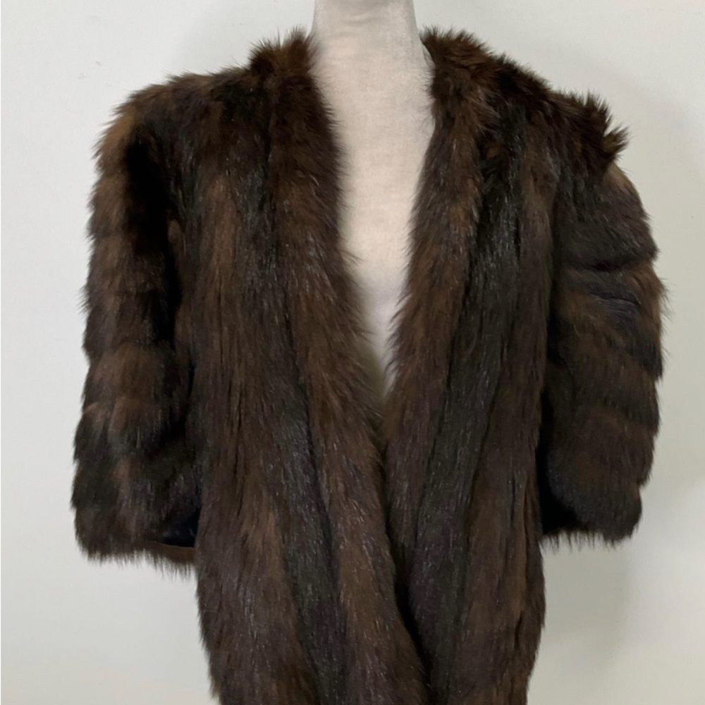 Chic Brown Teddy Jacket FUR cape wrap stole